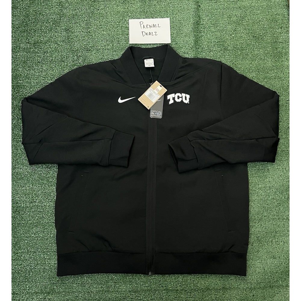 Nike NCAA TCU Horned Frogs Full-Zip Black Bomber Jacket Men's XL IH3855-010